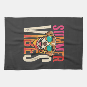 Summer Vibes Dog Sunglasses Kitchen Towel