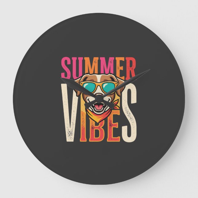 Summer Vibes Dog Sunglasses Large Clock (Front)