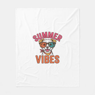 Summer Vibes Dog Sunglasses Vintage Shirt Design_1 Fleece Blanket