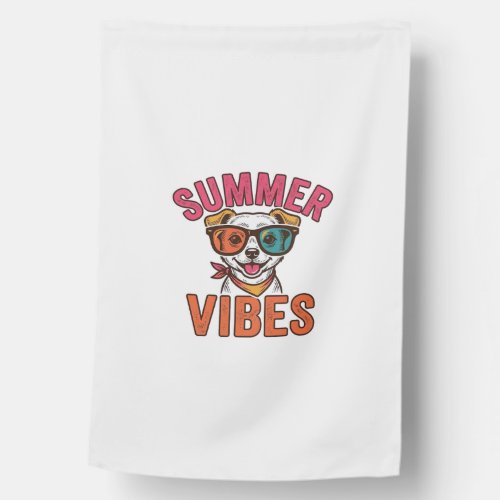 Summer Vibes Dog Sunglasses Vintage Shirt Design_1 House Flag