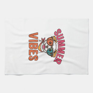 Summer Vibes Dog Sunglasses Vintage Shirt Design_1 Kitchen Towel