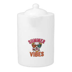 Summer Vibes Dog Sunglasses Vintage Shirt Design_1 Teapot