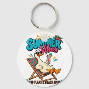 Summer Vibes Duck – Flip Flops & Beach Naps Keychain