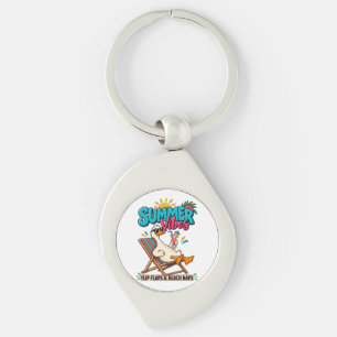 Summer Vibes Duck – Flip FlopsButton Bottle Opener Keychain