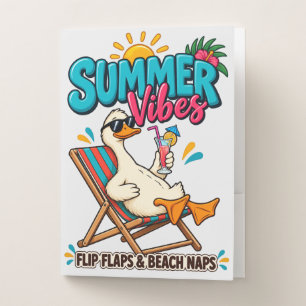 Summer Vibes Duck – Flip FlopsButton Bottle Opener Pocket Folder