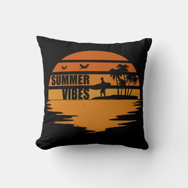 summer vibes family vacation throw pillow (Front)