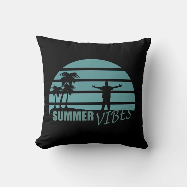 summer vibes family vacation throw pillow (Front)
