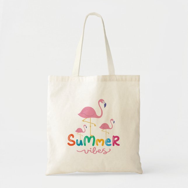 Summer Vibes Flamingos Women's Tote Bag (Front)