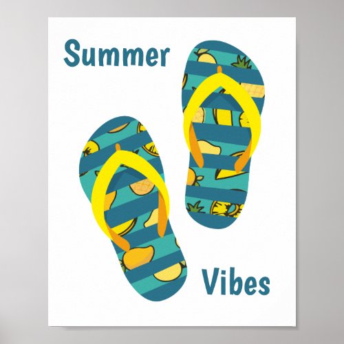 Summer Vibes Flip Flops Poster