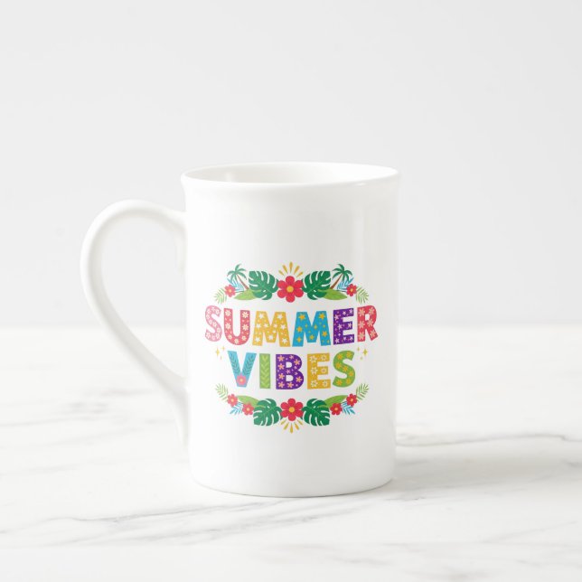 Summer Vibes Floral Design-54504 Hoodie Bone China Mug (Left)