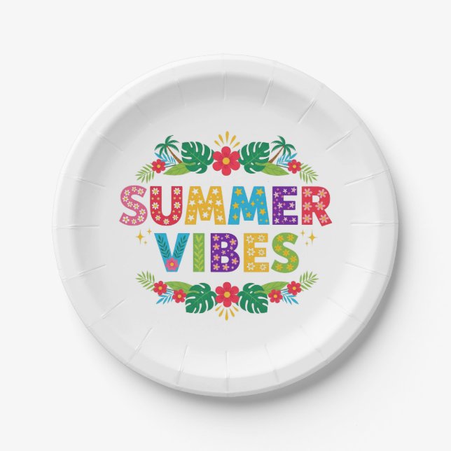 Summer Vibes Floral Design-54504 Paper Plates (Front)