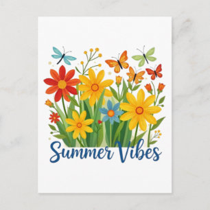 Summer Vibes Floral with Butterflies-64534 Postcard