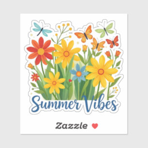 Summer Vibes Floral with Butterflies Sticker