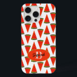 Summer Vibes Fun Watermelon Slices Pattern iPhone 15 Pro Max Case<br><div class="desc">The design features a summer favorite snack watermelon slice pattern with monogram initial letter and template name inside an oval. Personalize the text,   remove one or the other text elem, ent or edit using the design tool to select a font style,  size,  and color you prefer.</div>