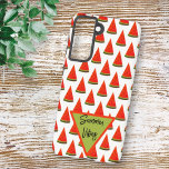 Summer Vibes Fun Watermelon Slices Pattern Samsung Galaxy S21 Case<br><div class="desc">The design features a summer favorite snack watermelon slice pattern with template text inside a triangle. Personalize the text,  keep the text or edit using the design tool to select a font style,  size,  and color you prefer. Change the text to a name or initials.</div>