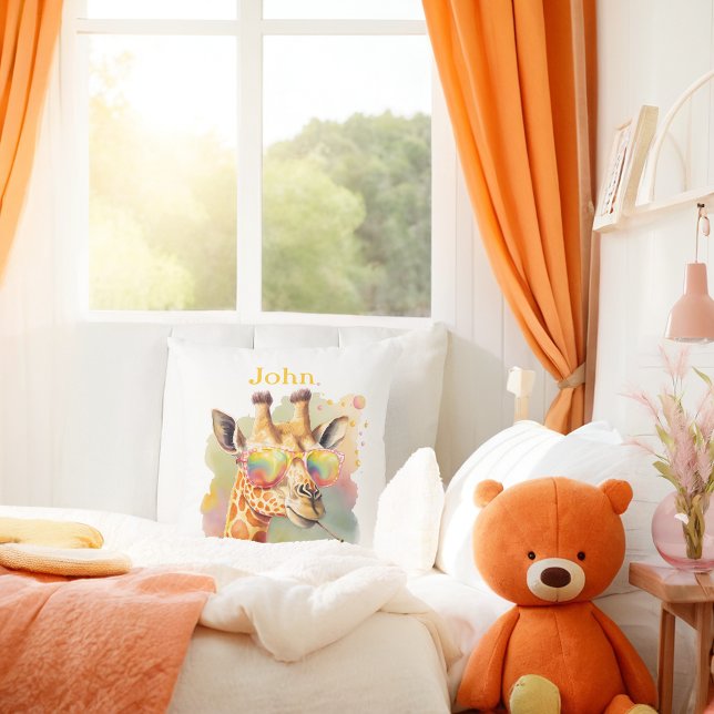 Summer Vibes Giraffe - Personalized   Throw Pillow (Creator Uploaded)