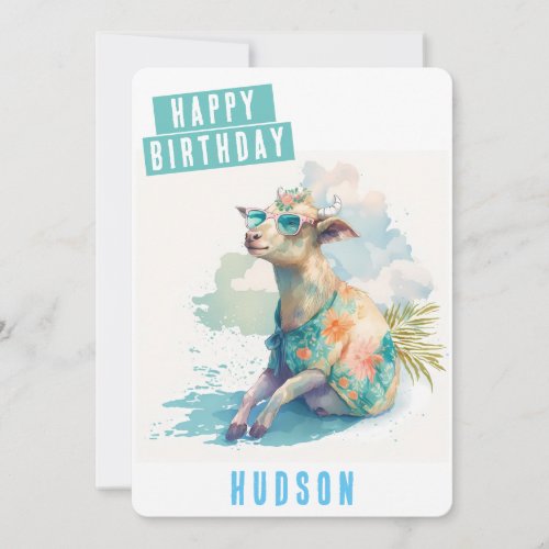 Summer vibes Goat Birthday Card