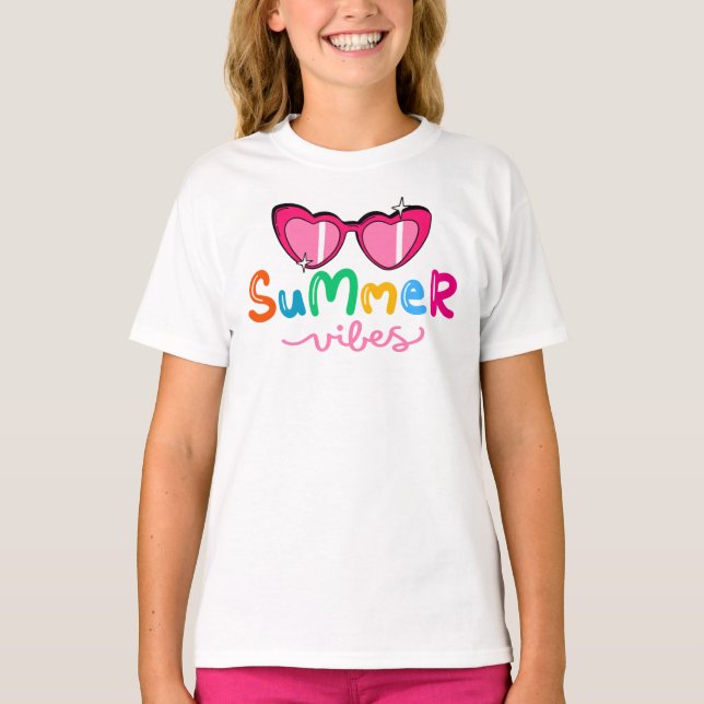 Summer Vibes - Heart Sunglasses T-Shirt (Front)