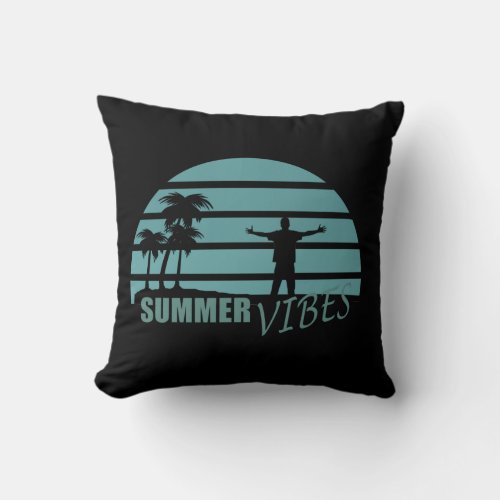 Summer vibes holiday vacation throw pillow