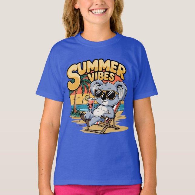 Summer Vibes Koala Beach, Cute Summer Animal gift T-Shirt (Front)
