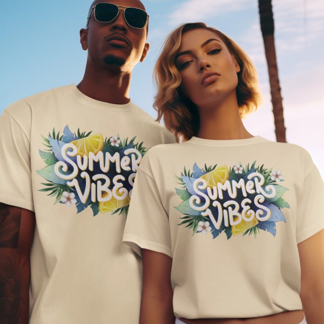 Summer Vibes Lemon Fruit Leaves Flower Hot Season T-Shirt (Creator Uploaded)