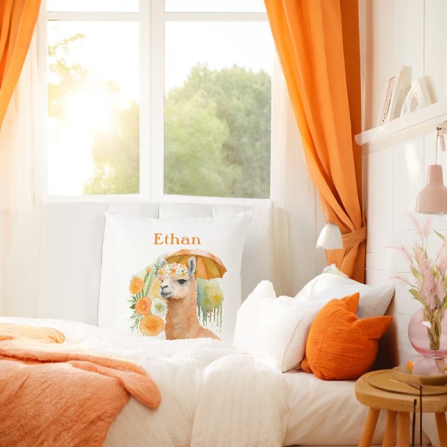 Summer Vibes Llama - Personalized   Throw Pillow (Creator Uploaded)
