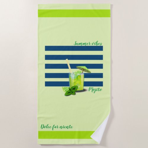 Summer Vibes Mojito Beach Towel