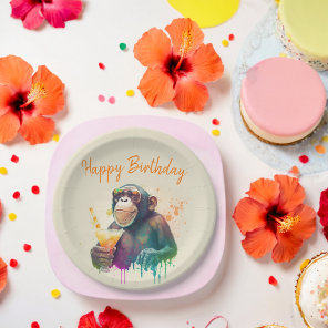 Summer vibes Monkey - Birthday Paper Plates