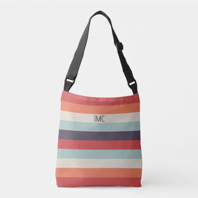 Summer Vibes Monogrammed Stripe Pattern Crossbody Bag (Front)
