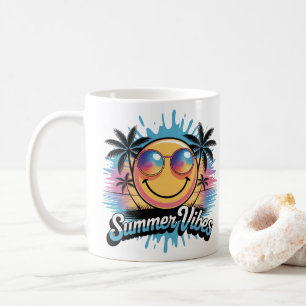 Summer Vibes Mug Neon Smiley Face, Colorful design