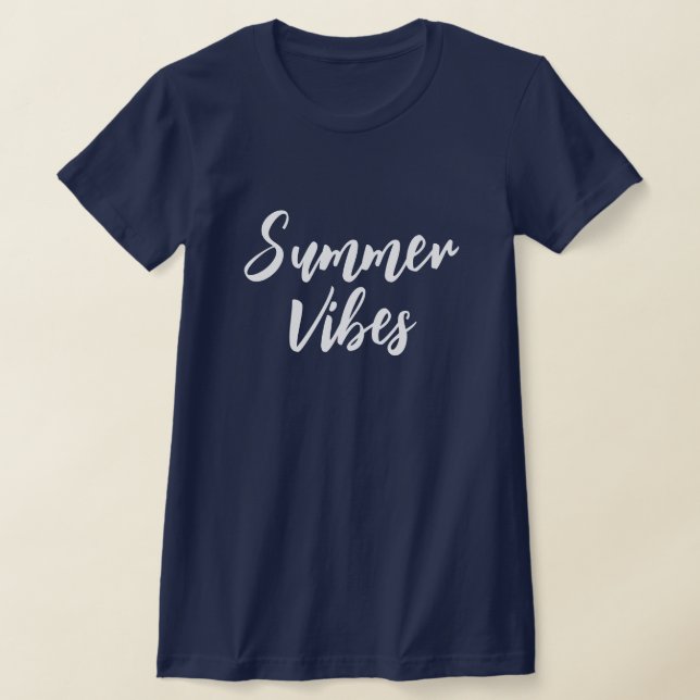 Summer vibes navy blue slim fit shirt for women (Laydown)