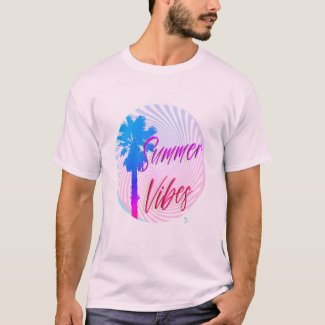 Summer Vibes Neon Palm Tree Arty Slogan