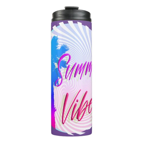 Summer Vibes Neon Palm Tree Beach Lifestyle Thermal Tumbler