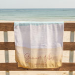 Summer Vibes | Ombre Beach Sun & Sand Monogram Beach Towel<br><div class="desc">It doesn’t get any sweeter than peachy orange, soft yellows, and ocean blues coming together with a soft ombre effect that has us dreaming of a bright, summer day at the beach. Summer is the perfect time to add bold pops of cheerful color, and with this palette, your summer beach...</div>