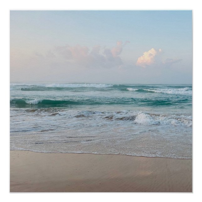 Summer Vibes | Ombre Beach Sun & Sand Monogram  Poster (Front)