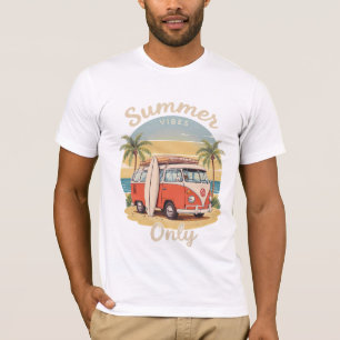 Summer Vibes Only – Retro Van Beach Scene T-Shirt