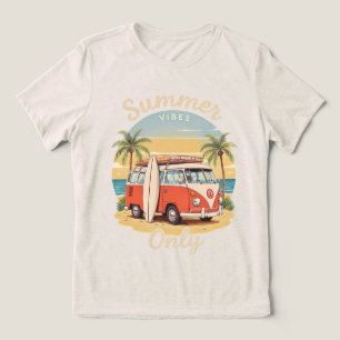 Summer Vibes Only – Retro Van Beach Scene Tri-Blend Shirt