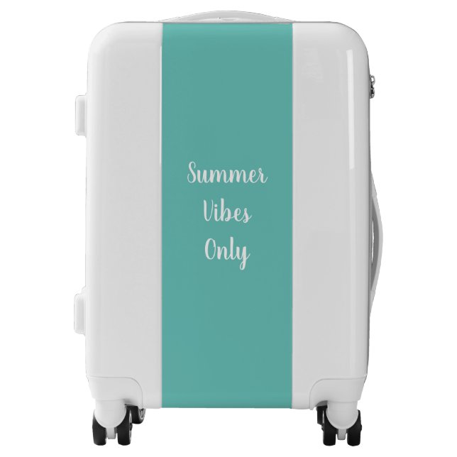 Summer Vibes Only Typography Teal & White Luggage (Front)
