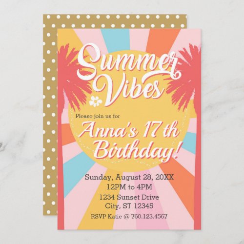 Summer Vibes Palm Birthday Invitation