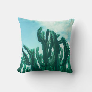 Summer Vibes Palm Tree Cactus Pale Green Throw Pillow
