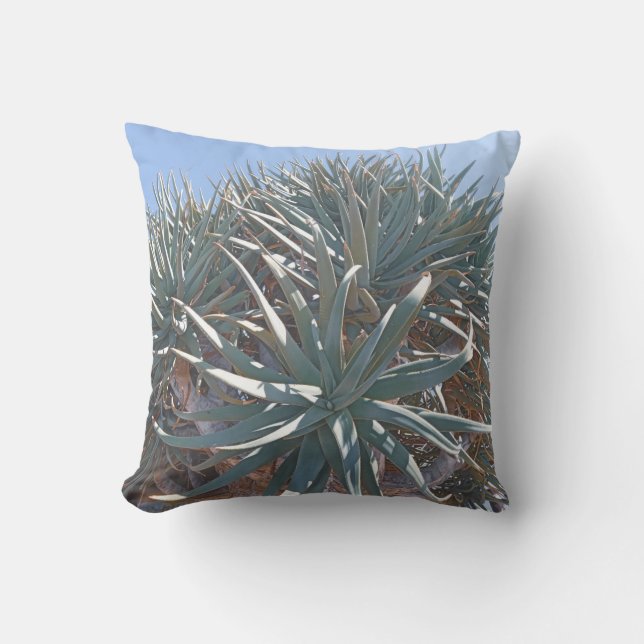 Summer Vibes Palm Tree Cactus Pale Green Throw Pillow (Front)