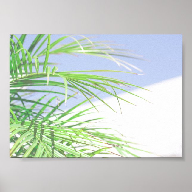 Summer Vibes Palm Tree Leaves Pale Green Pastel Poster (Front)