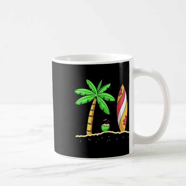 Summer Vibes Palm Trees Surfboard Surfer Coconut S Coffee Mug (Right)
