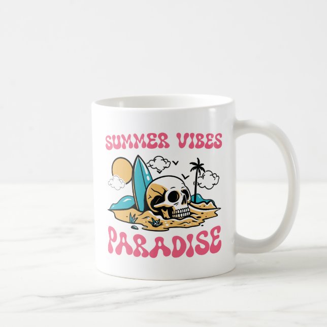 Summer Vibes Paradise - Skull Coffee Mug (Right)