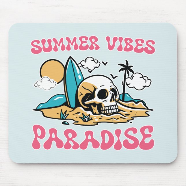 Summer Vibes Paradise - Skull Mouse Pad (Front)