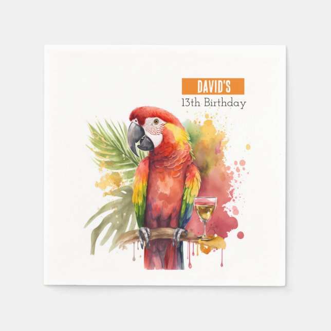 Summer vibes Parrot -  Birthday Party - Napkins (Front)