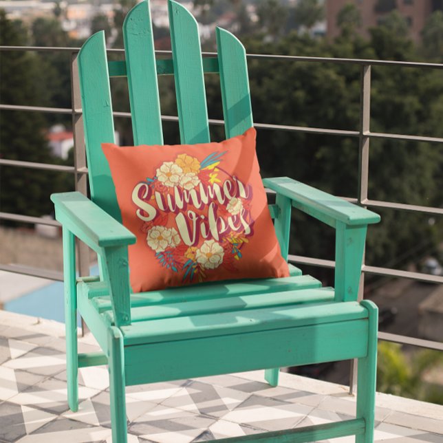 Summer Vibes Patio Pool Side Floral  Outdoor Pillow (Creator Uploaded)