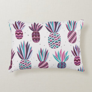 Summer Vibes: Pineapple Pattern, Colorful Dots Accent Pillow