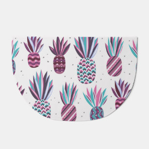 Summer Vibes: Pineapple Pattern, Colorful Dots Doormat