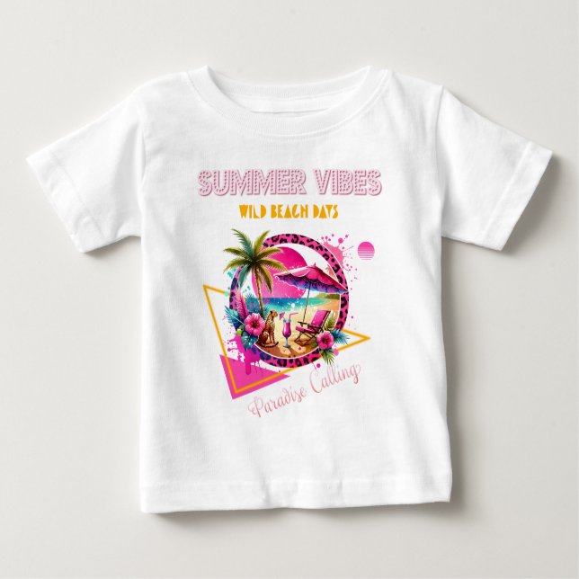 Summer Vibes, Pink Leopard Design for Beach Days Baby T-Shirt (Front)